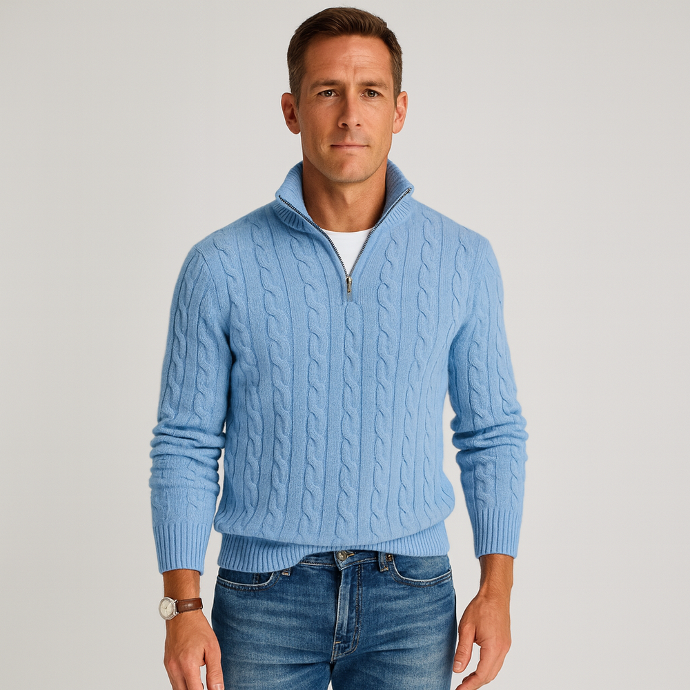 Patrick | Cable Knit Half-Zip Mens Knit Sweater