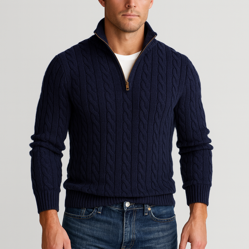 Patrick | Cable Knit Half-Zip Mens Knit Sweater