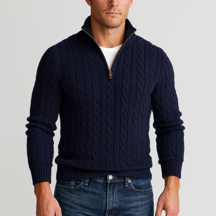 Patrick | Cable Knit Half-Zip Mens Knit Sweater