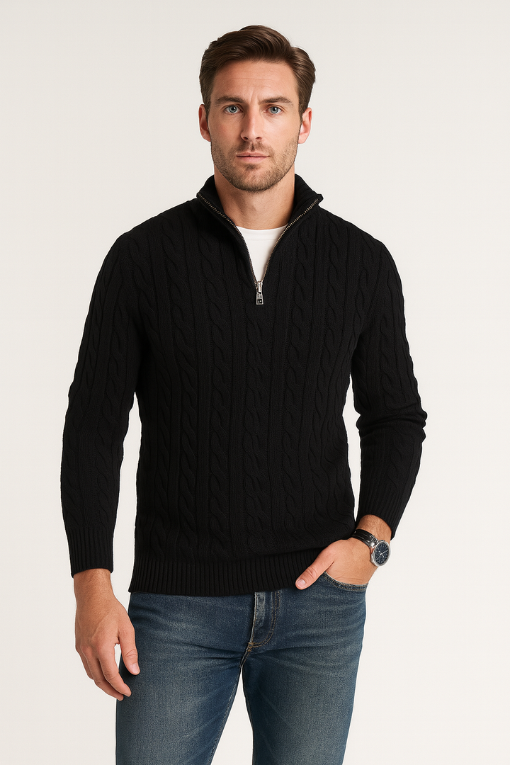 Patrick | Cable Knit Half-Zip Mens Knit Sweater