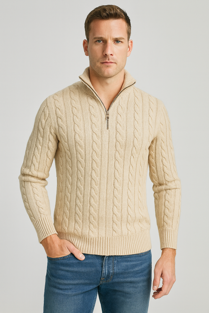 Patrick | Cable Knit Half-Zip Mens Knit Sweater