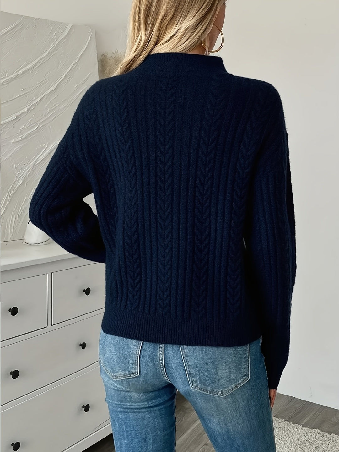 Rebecca | Stylish Half-Zip Chunky Cable Knit Sweater