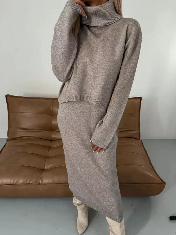 Ruth | Elegant Turtleneck Long Sleeve Midi Sweater Dress