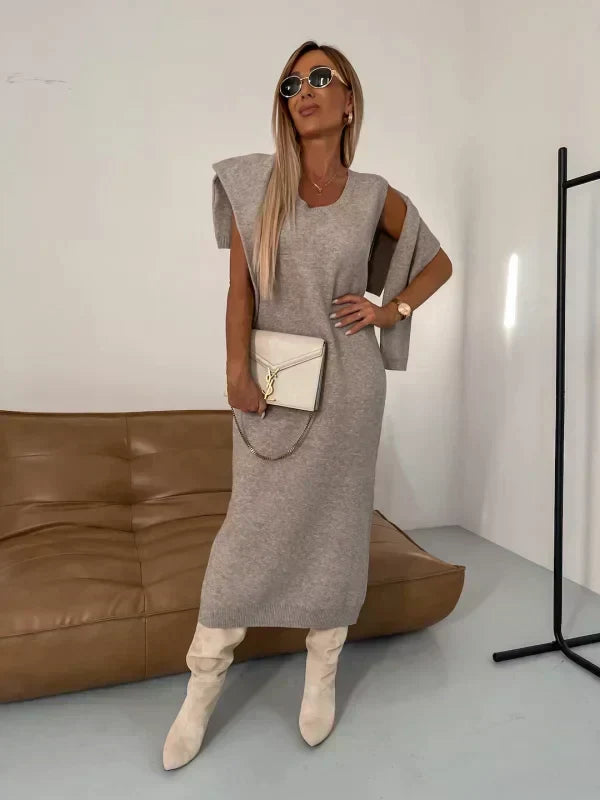 Ruth | Elegant Turtleneck Long Sleeve Midi Sweater Dress