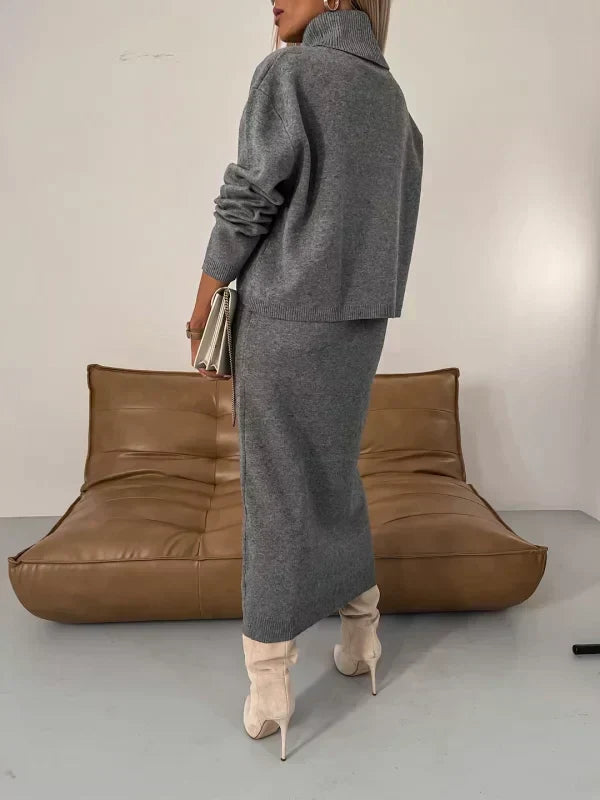 Ruth | Elegant Turtleneck Long Sleeve Midi Sweater Dress