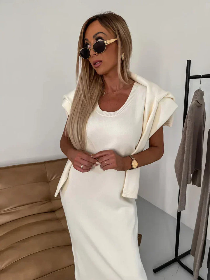 Ruth | Elegant Turtleneck Long Sleeve Midi Sweater Dress