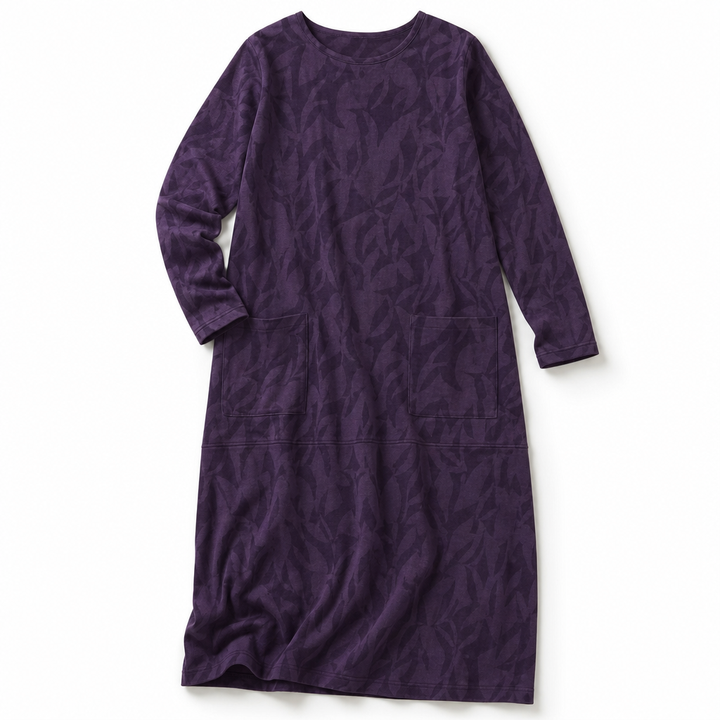 Samantha | Leaf Jacquard Long Sleeve Midi Sweater Dress