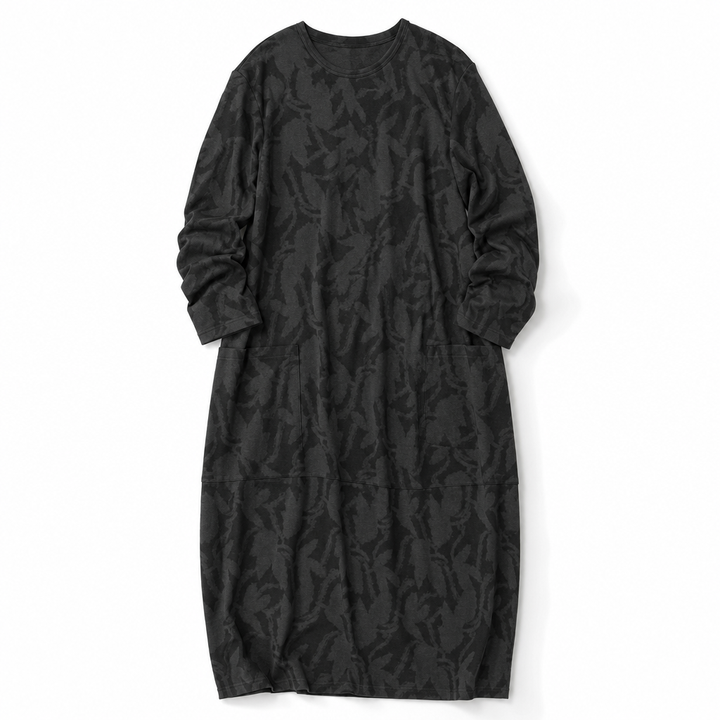 Samantha | Leaf Jacquard Long Sleeve Midi Sweater Dress