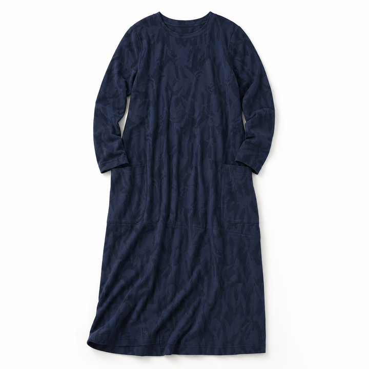 Samantha | Leaf Jacquard Long Sleeve Midi Sweater Dress