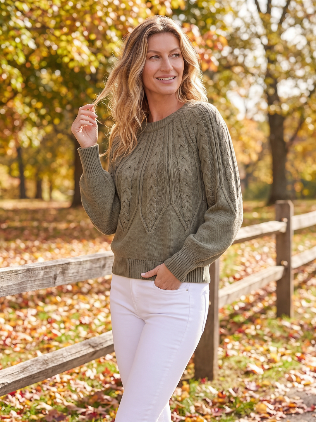 Sandra | Balloon Sleeve Chunky Cable Knit Sweater