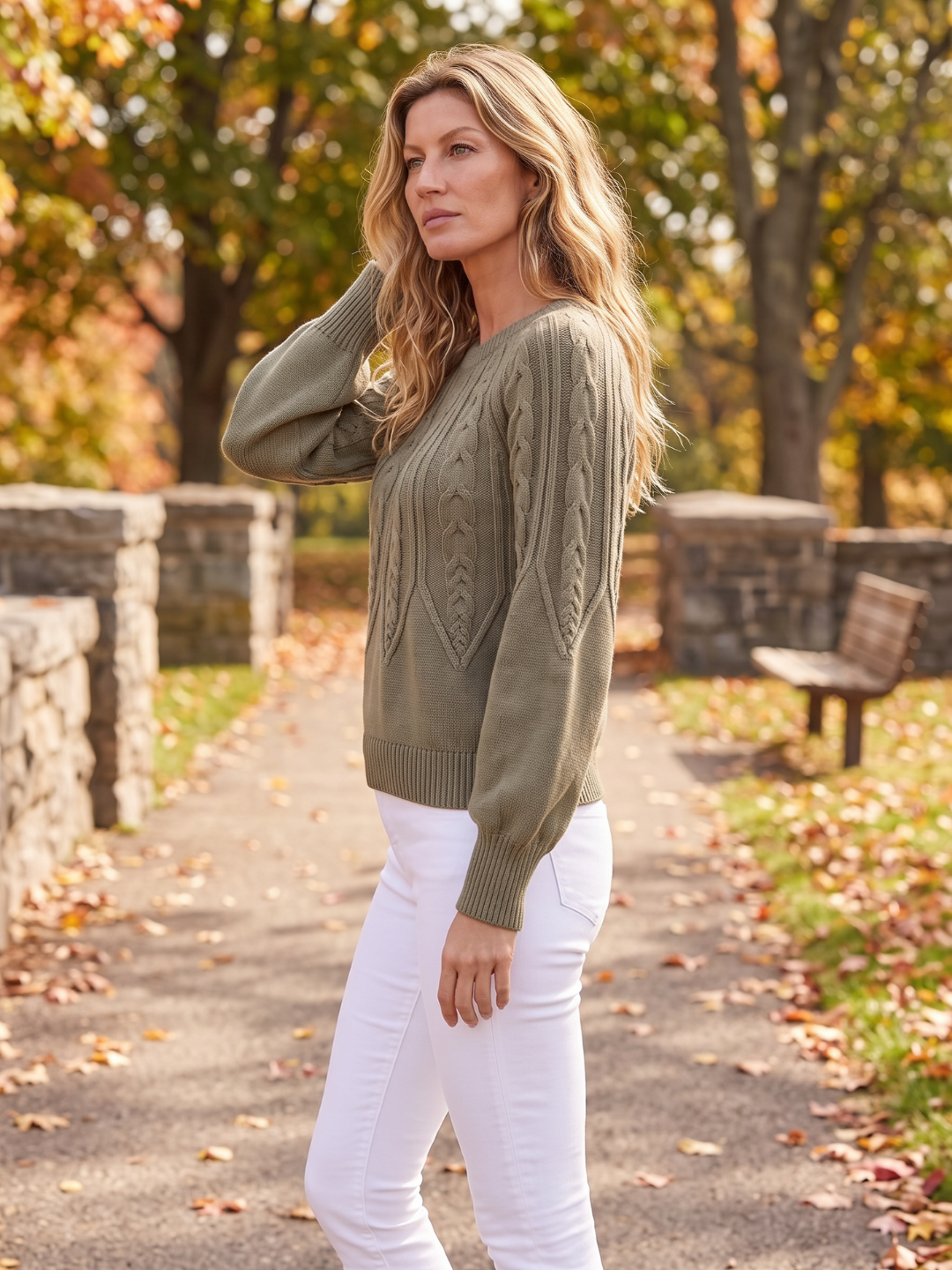 Sandra | Balloon Sleeve Chunky Cable Knit Sweater