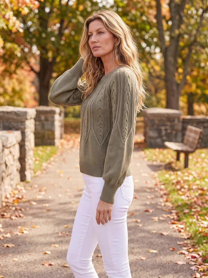Sandra | Balloon Sleeve Chunky Cable Knit Sweater
