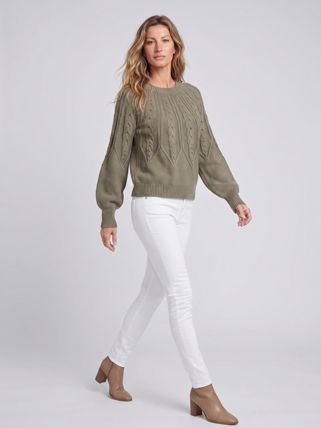 Sandra | Balloon Sleeve Chunky Cable Knit Sweater