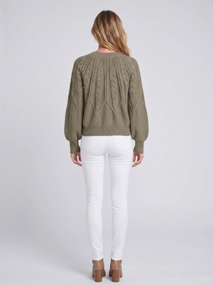 Sandra | Balloon Sleeve Chunky Cable Knit Sweater