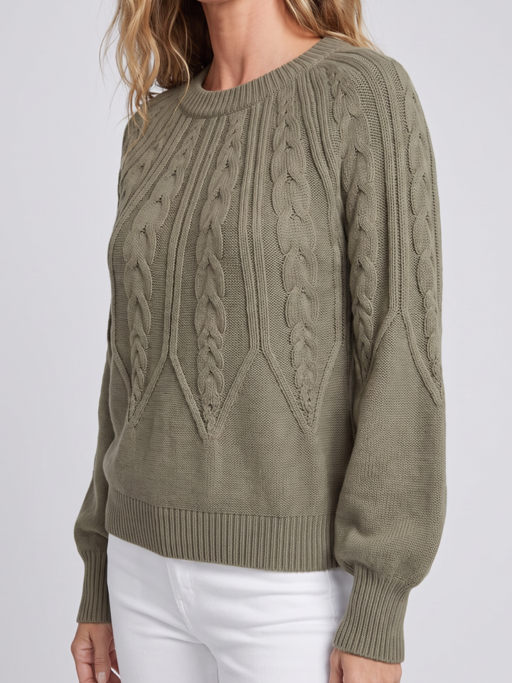 Sandra | Balloon Sleeve Chunky Cable Knit Sweater