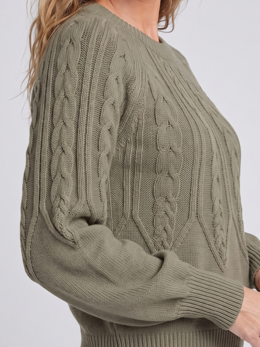 Sandra | Balloon Sleeve Chunky Cable Knit Sweater