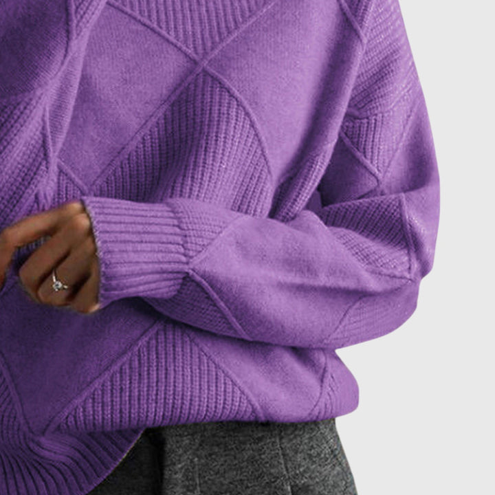 Sarah | Elegant Chunky Knit Patchwork Turtleneck Sweater