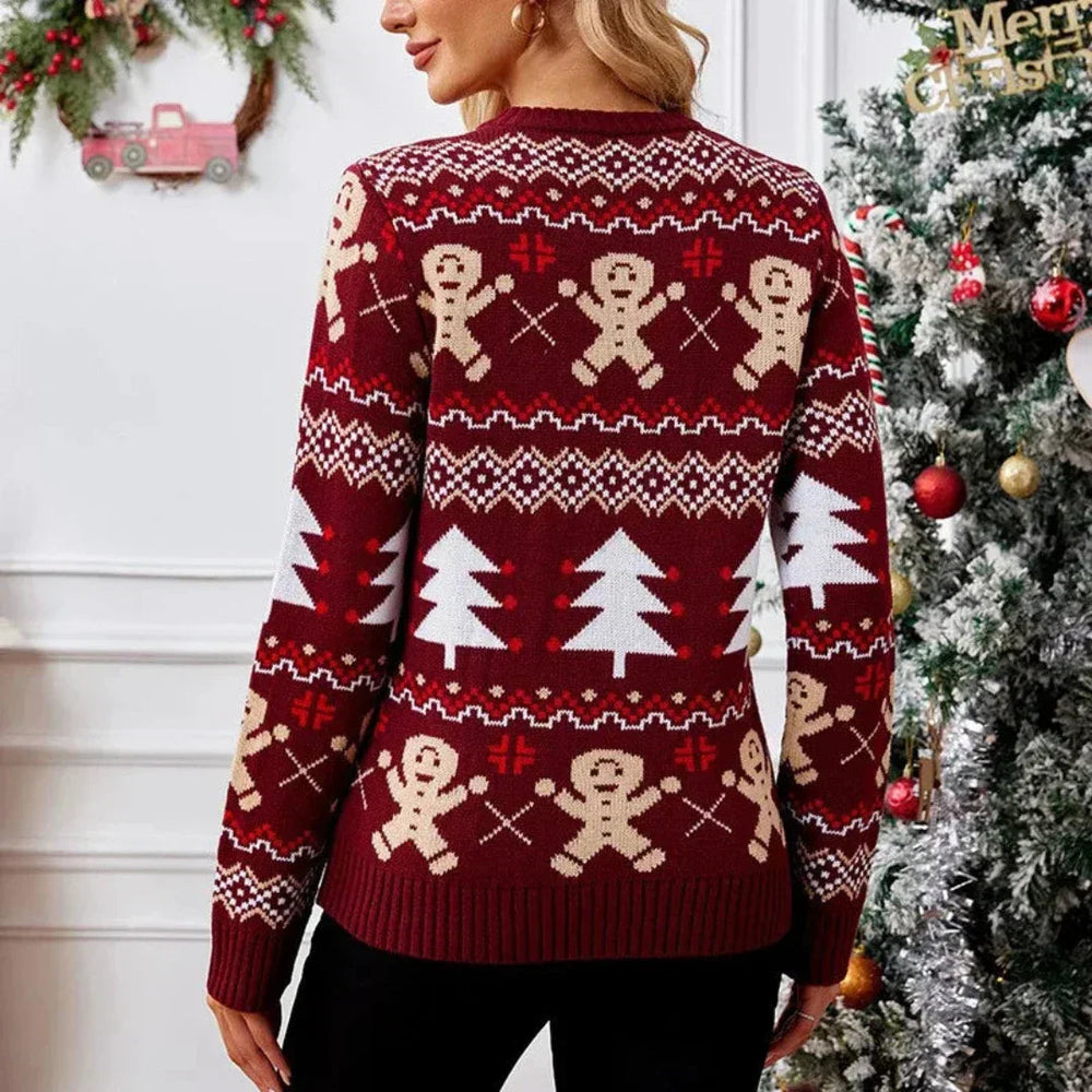 Sarah | Gingerbread Crew Neck Christmas Sweater Women