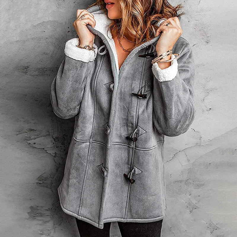 Sarah | Hooded Toggle Winter Sherpa Jacket Women