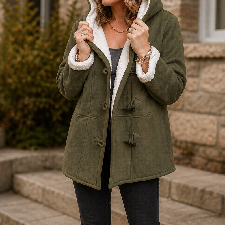 Sarah | Hooded Toggle Winter Sherpa Jacket Women