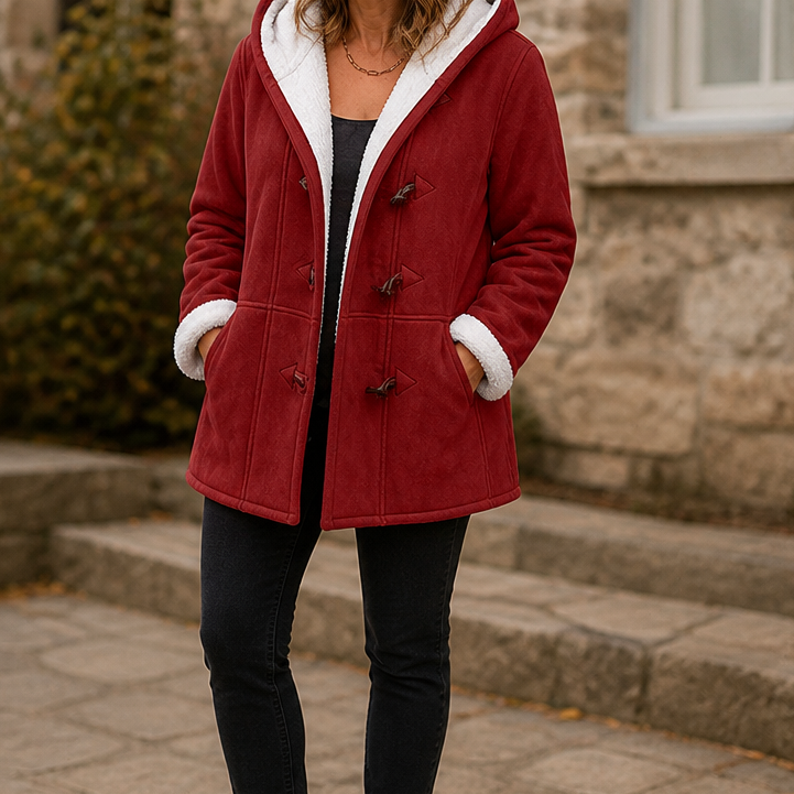 Sarah | Hooded Toggle Winter Sherpa Jacket Women