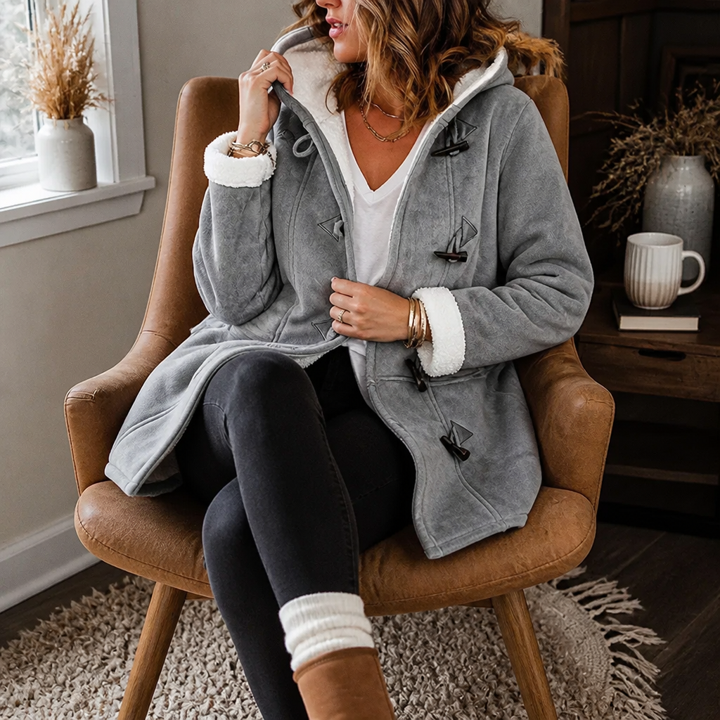 Sarah | Hooded Toggle Winter Sherpa Jacket Women