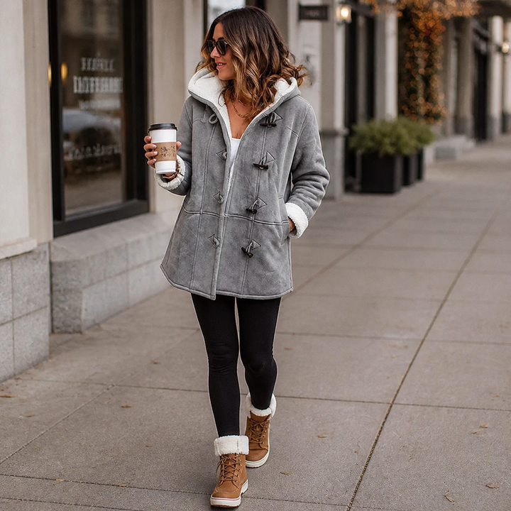 Sarah | Hooded Toggle Winter Sherpa Jacket Women