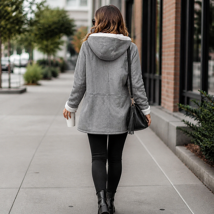Sarah | Hooded Toggle Winter Sherpa Jacket Women