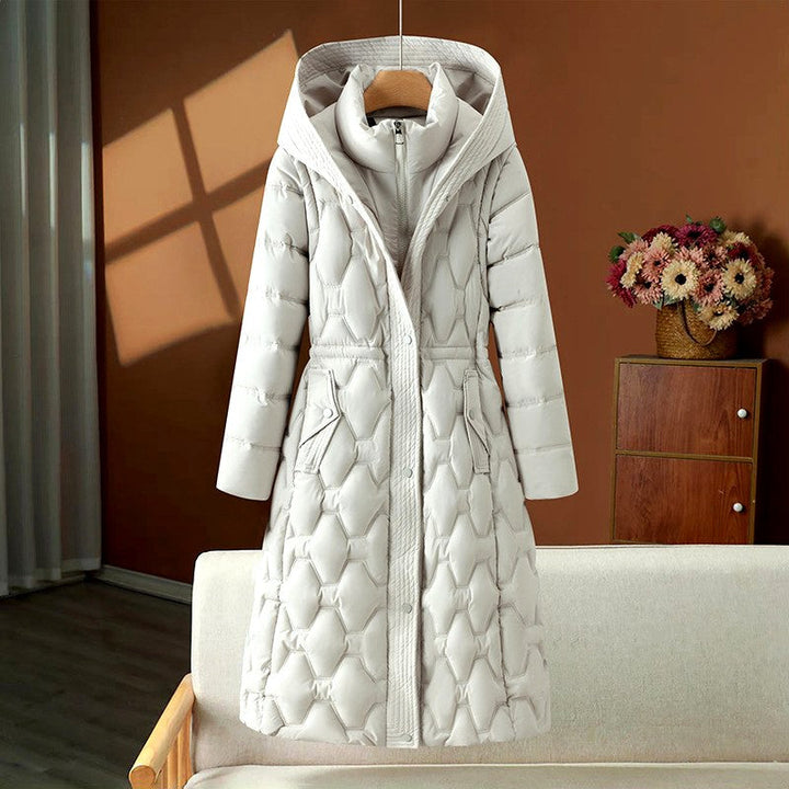Sarah | Polished Long Hooded Quilted Puffer Jacket Women