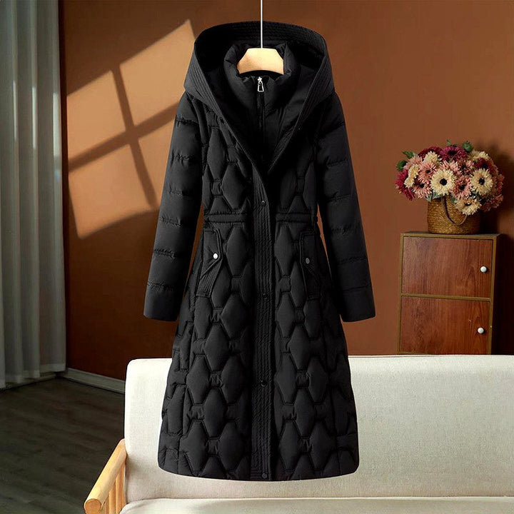 Sarah | Polished Long Hooded Quilted Puffer Jacket Women