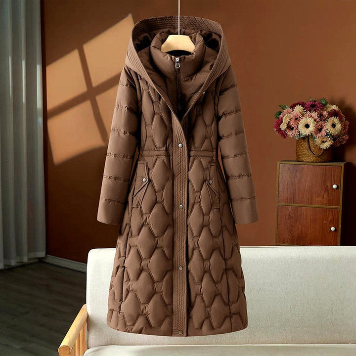 Sarah | Polished Long Hooded Quilted Puffer Jacket Women