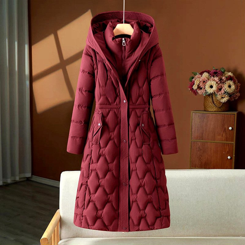 Sarah | Polished Long Hooded Quilted Puffer Jacket Women