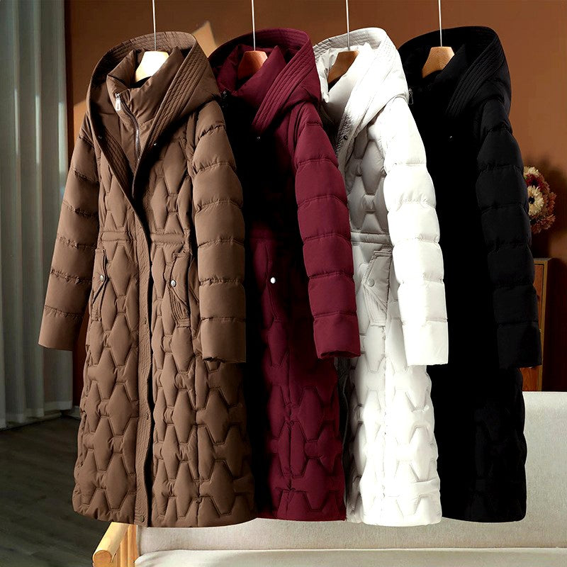 Sarah | Polished Long Hooded Quilted Puffer Jacket Women