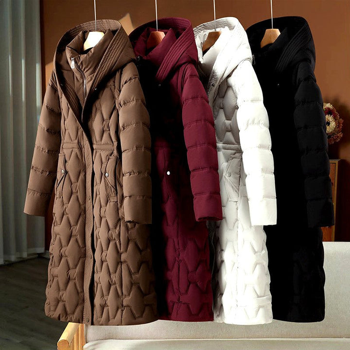 Sarah | Polished Long Hooded Quilted Puffer Jacket Women