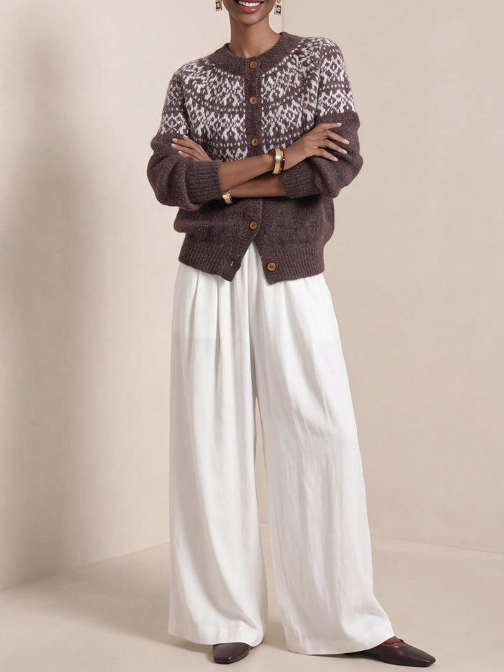 Sarah | Refined Fair Isle Cardigan Womens Button-Front Sweater