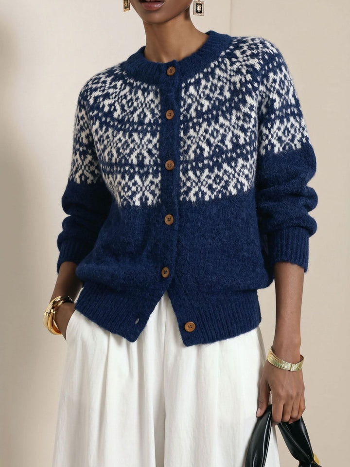 Sarah | Refined Fair Isle Cardigan Womens Button-Front Sweater