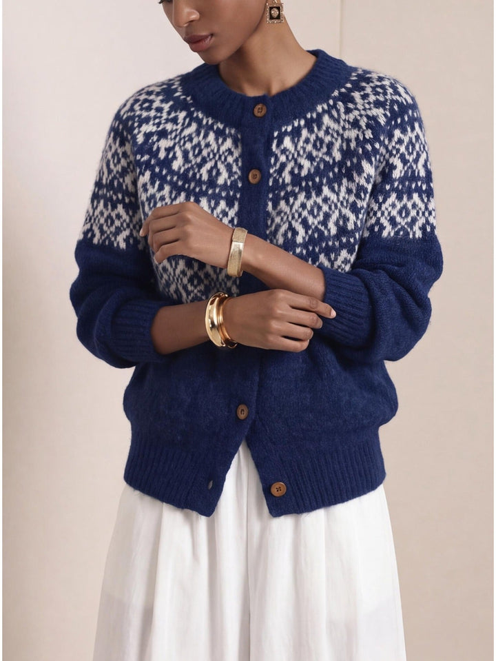 Sarah | Refined Fair Isle Cardigan Womens Button-Front Sweater