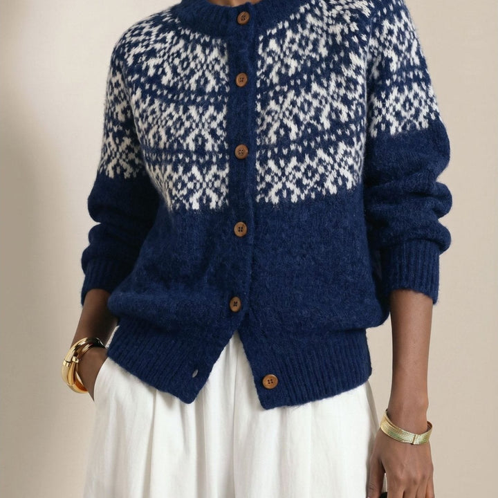 Sarah | Refined Fair Isle Cardigan Womens Button-Front Sweater