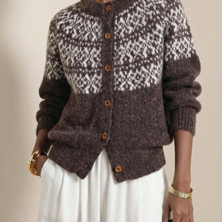 Sarah | Refined Fair Isle Cardigan Womens Button-Front Sweater