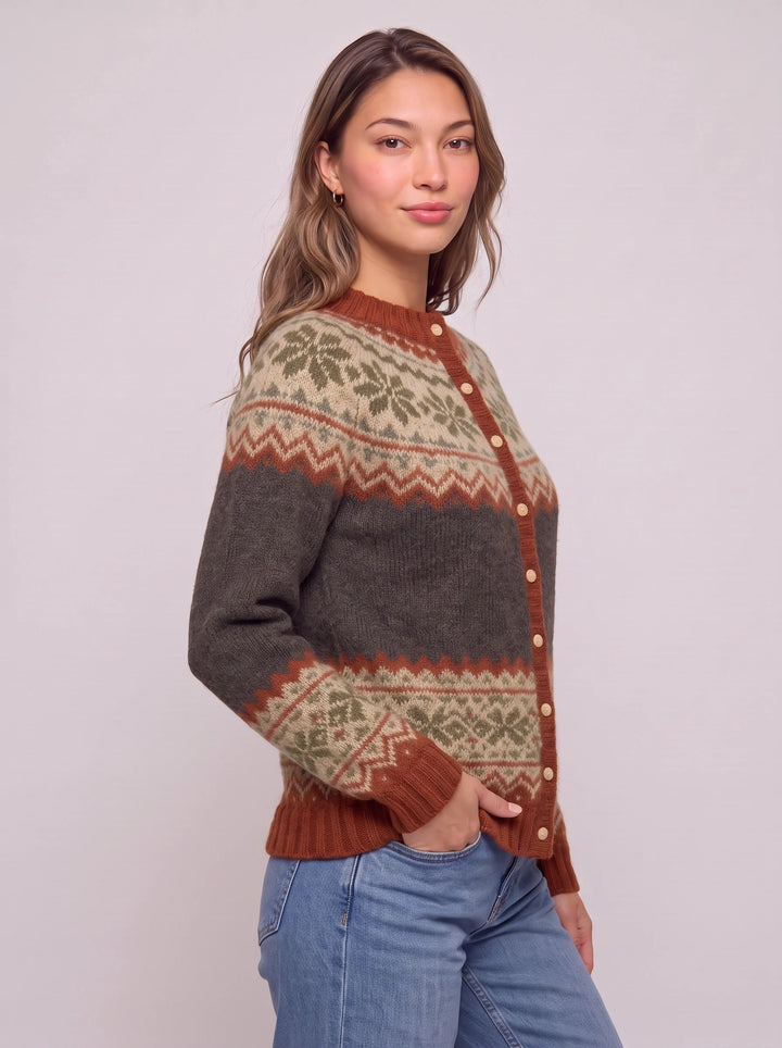 Shirley | Chic Button Front Fair Isle Cardigan Womens Sweater