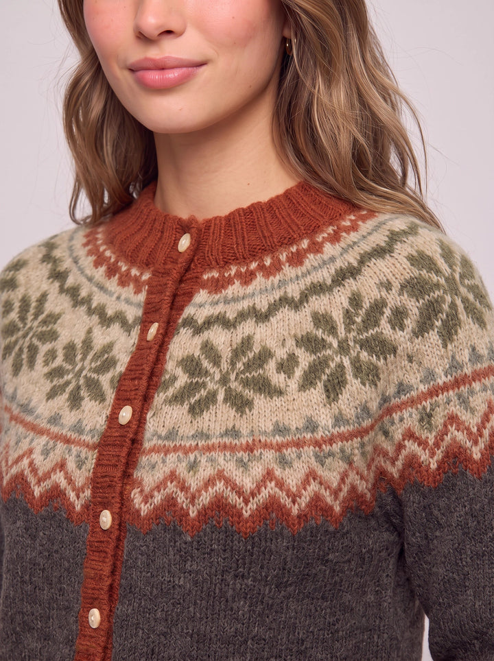 Shirley | Chic Button Front Fair Isle Cardigan Womens Sweater