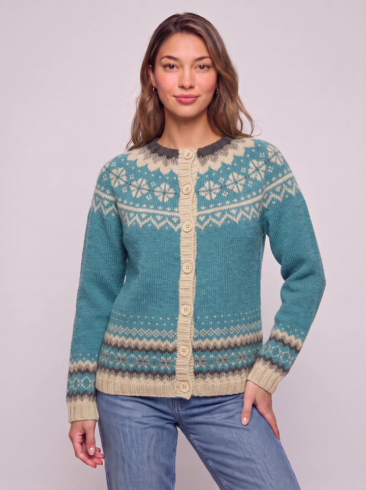 Shirley | Chic Button Front Fair Isle Cardigan Womens Sweater