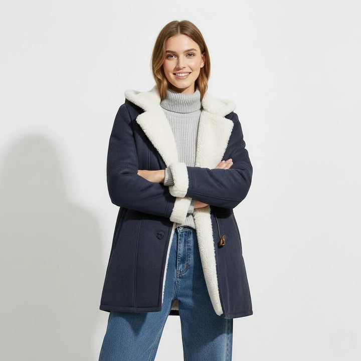 Sophia | Longline Hooded Winter Sherpa Jacket Women