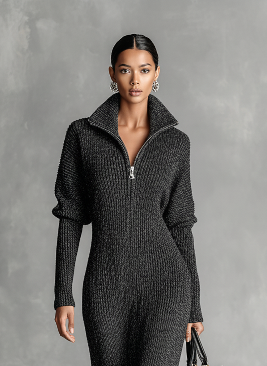 Sophia | Sophisticated Half-Zip Maxi Sweater Dress