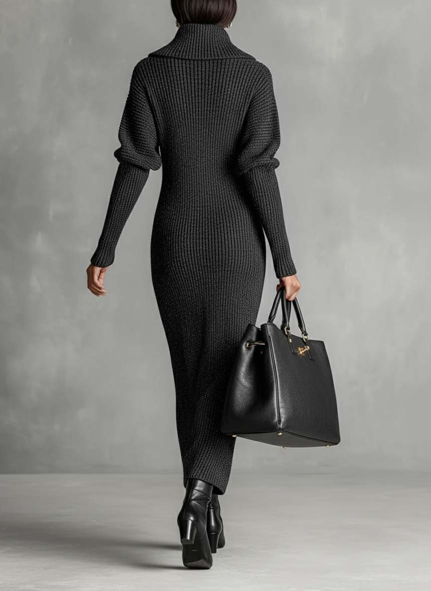 Sophia | Sophisticated Half-Zip Maxi Sweater Dress