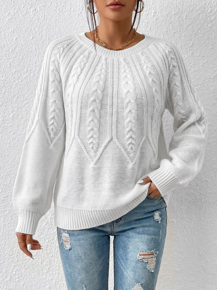 Susan | Timeless Crewneck Chunky Cable Knit Sweater