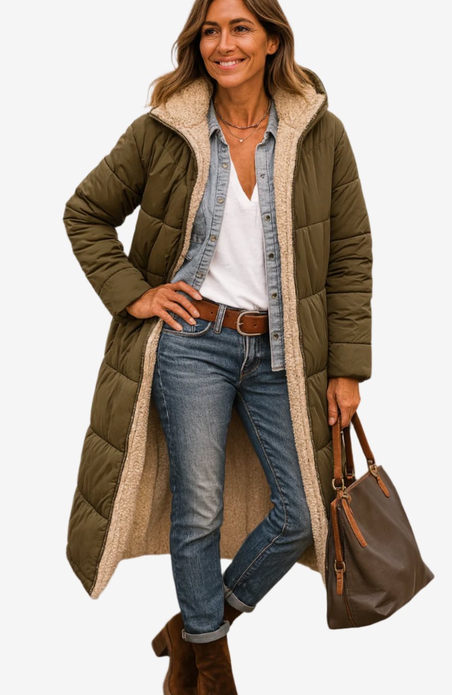 Theresa | Long Hooded Quilted Puffer Jacket Women