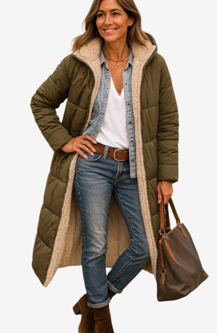 Theresa | Long Hooded Quilted Puffer Jacket Women