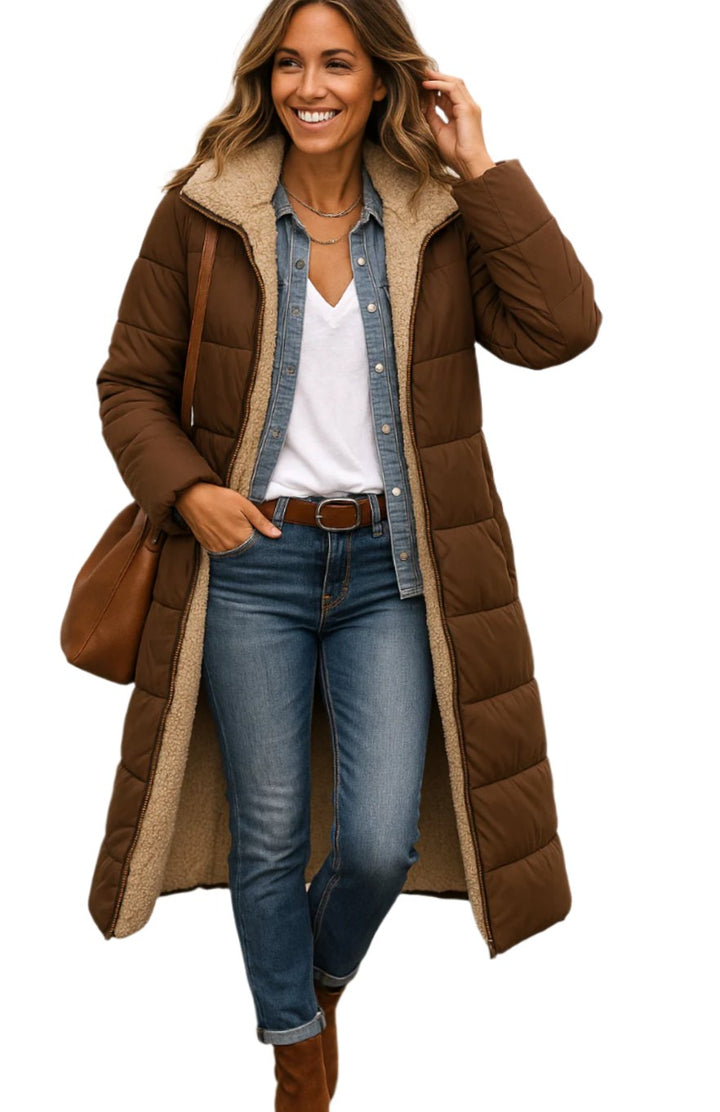 Theresa | Long Hooded Quilted Puffer Jacket Women