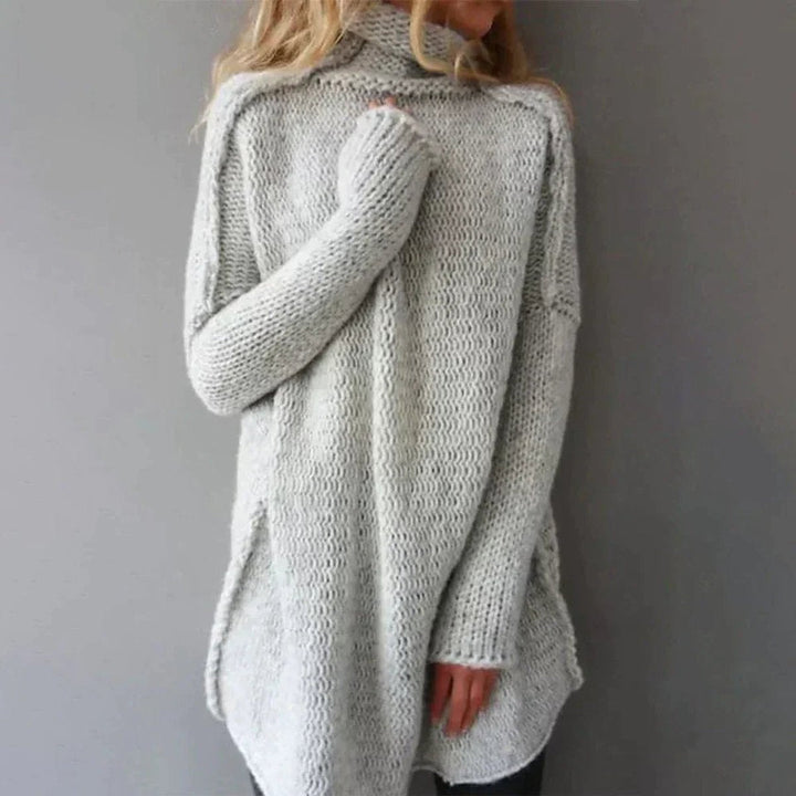 Theresa | Oversized Longline Chunky Knit Turtleneck Sweater